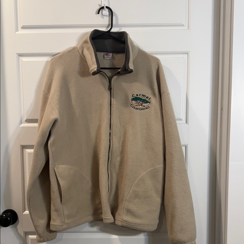 Andy’s Sportswear carmel CA Fleece Full Zip Beige Jacket medium
